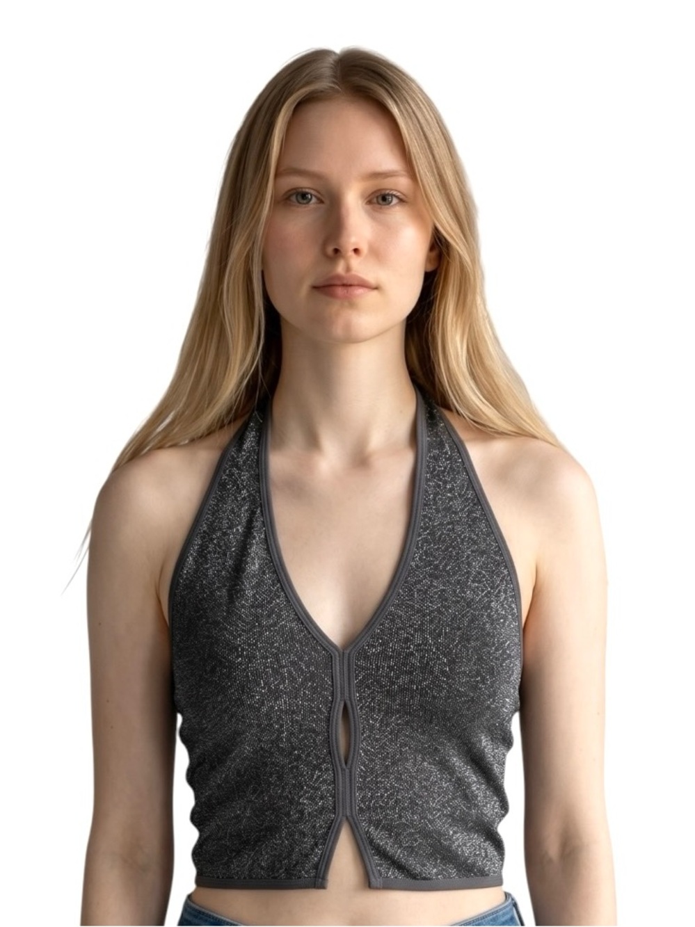 Anthropologie Cropped Lurex Tank Halter